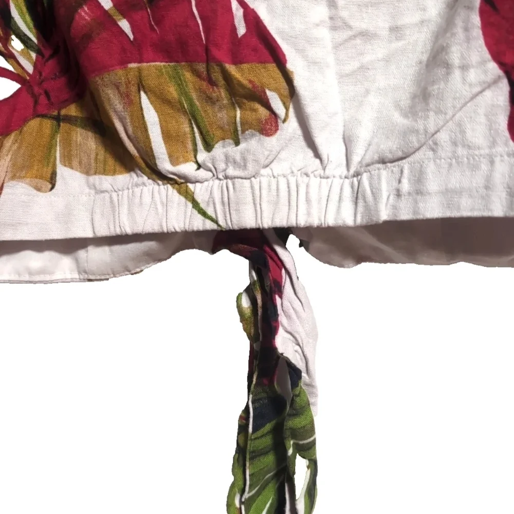 Tropical Print Button-Up Blouse - Picture 10 of 10